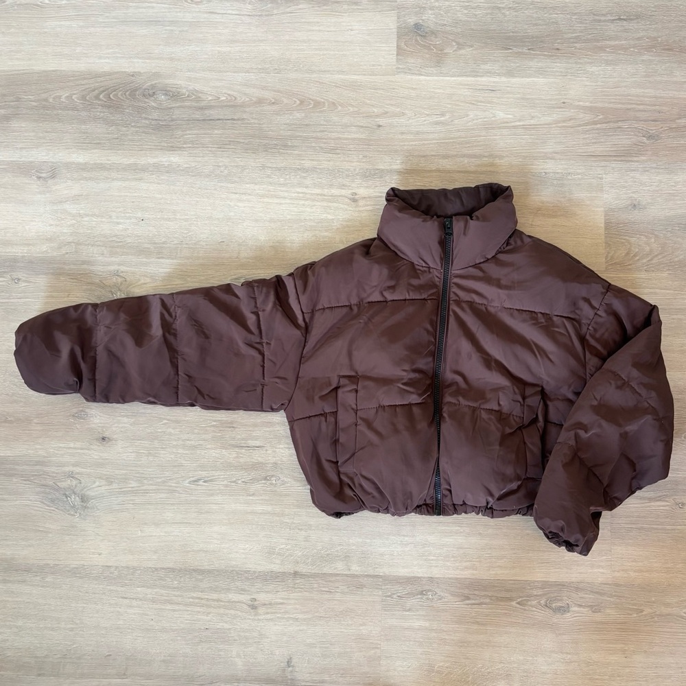 Cropped Puffer Bomber Jacket